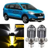 Dacia Lodgy 2012-2022 Uyumlu Mercekli Far Ampulu Led Xenon Cift Renk Sari-Beyaz Far Simsek Etkili Csp Led Lamba Uzun Kisa 2 Adet Takim