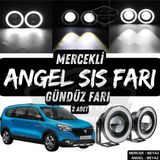 Dacia Lodgy 2012-2022 Uyumlu Universal Mercekli Angel Sis Fari Metal Su Gecirmez 76 Mm Beyaz Halkali Gunduz Fari Angel Eyes 2 Adet
