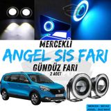 Dacia Lodgy 2012-2022 Uyumlu Universal Mercekli Angel Sis Fari Metal Su Gecirmez 76 Mm Buz Mavi Halkali Gunduz Fari Angel Eyes 2 Adet