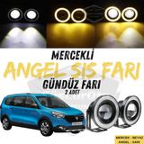 Dacia Lodgy 2012-2022 Uyumlu Universal Mercekli Angel Sis Fari Metal Su Gecirmez 76 Mm Sari Halkali Gunduz Fari Angel Eyes 2 Adet