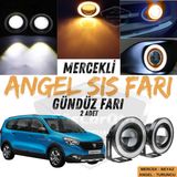 Dacia Lodgy 2012-2022 Uyumlu Üniversal Mercekli Angel Sis Farı Metal Su Geçirmez 76 mm Turuncu Halkalı Gündüz Farı Angel Eyes 2 Adet