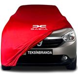 Dacia Lodgy (2012 - ) Kırmızı Kumaş Araba Branda Logolu Kumaş Araba Brandası Penye Oto Branda - Araç modeline özel tasarım