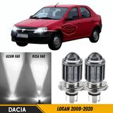 Dacia Logan 2009-2020 Uyumlu Mercekli Far Ampulü Led Xenon Beyaz Renk Far Şimşek Etkili Csp Led Lamba Uzun Kısa 2 Adet Takım
