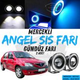 Dacia Logan Uyumlu Üniversal Mercekli Angel Sis Farı Metal Su Geçirmez 76 mm Buz Mavi Halkalı Gündüz Farı Angel Eyes 2 Adet