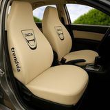 Dacia Logolu Açık Bej Penye Oto Koltuk Kılıfı Ön ve Arka Takım - Koruyucu Servis Kılıfı