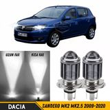 Dacia Sandero Mk2 Mk2.5 2009-2020 Uyumlu Mercekli Far Ampulü Led Xenon Beyaz Renk Far Şimşek Etkili Csp Led Lamba Uzun Kısa 2 Adet Takım