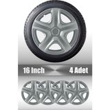 Dacia Sandero Stepway Lodgy 16" Inç Uyumlu 4 Adet 1 Takım Gri Kırılmaz Esnek Jant Kapağı 001 - 16 inç