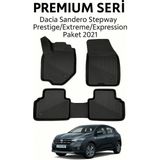 Dacia Sandero Stepway Prestige/extreme/expression Paket 2021 (Bardaklı) 3D Oto Paspas - Siyah