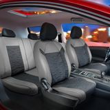 dacia Sandero Yeni Kasa Deri Detaylı Süet Oto Koltuk Kılıfı Ön Arka Set Premium Tasarım Gri Siyah Fs - Gri - Siyah
