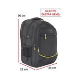 Dada 09 Siyah Erkek Sırt Çantası 60 Litre Usb Type-c Aparat Ortopedik Sırt Askısı 15,6/17,3 İnç