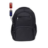 Dada Çok Bölmeli Siyah Okul Sırt Çantası Yandan Cepli Usb Soket 15.6" Laptop Bölmesi Su Geçirmez Kumaş