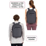 Dada Macbook Pro Uyumlu Laptop Sırt Çantası 13,3-14 Inç Su Geçirmez Kumaş Orta Boy Dada 11 - Gri