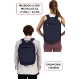 Dada Macbook Pro Uyumlu Laptop Sırt Çantası 13,3-14 Inç Su Geçirmez Kumaş Orta Boy Dada 11 - Lacivert