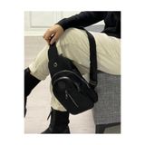 Dadacuq Klinkır Kumaş Unisex Üç Bölmeli Omuz Çantası Bodybag, Siyah