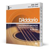 D'Addario Akustik Gitar Tel Seti, 3'Lü Paket, Phosphor-Bronz | Akustik gitar için fosfor bronz teller, sıcak, parlak ses, güvenilir tonlama ve yüksek dayanıklılık.