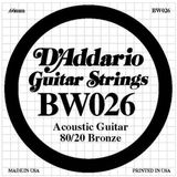 D'addario Bw026 .026 Akustik Gitar Tek Teli - G/Sol Notası (Aksesuar) | 80/20 Bronz Alaşım, Net Ses Projeksiyonu Ve Uzun Ömürlü Kullanım
