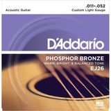 D'Addario Daddario EJ26 Akustik Gitar Teli (11-52) Phosphor Bronze Custom Light