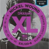 Daddario D'Addario EXL120-8 XL Nickel Serisi Elektro Gitar Tel Seti (Super Light - 09-65 - 8 Telli)