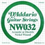 Daddario D'Addario NW032 Nickel Wound Elektro/Akustik Gitar Tek Teli - .032 (Aksesuar) | Standart Gerilim, Esnek Çalım Hissiyatı