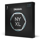 D'Addario E Gitar Telleri | Gitar Telleri E Gitar | NYXL1152 Nikel Bronzla Kaplanmış Teller, Elektro Gitar için, Orta Gerilim Yüksek Teller, Yüksek Gerilim Derin Teller, 11-52, 3 Set "