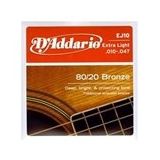 D'addario EJ10 Extra Light 010 Akustik Tel Set