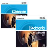 D'Addario EJ11 80/20 Bronze Akustik Gitar Teli, Light Gauge (12-53)