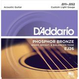 Daddarıo Ej26 Akustik Gitar Tel Seti, 11-52, Phosphor Bronze, Custom Lıght
