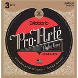 Daddarıo Ej45-3D Daddarıo Ej45-3D Pro-Arte Klasik Gitar Tel Seti, 3'Lü Paket, Normal Tensıon