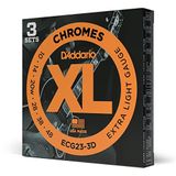D'Addario Elektro Gitar Telleri | Gitar Telleri E Gitar | Düz Dalgalı Telleri Elektro Gitar | En Popüler Tel Markası | ECG23-3D Kromes | Paslanmaz Çelik | Ekstra Hafif (10-48) | 3'lü Paket