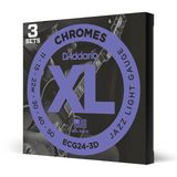 D'Addario Elektro Gitar Telleri | Gitar Telleri E Gitar | Flatwound Telleri Elektro Gitar | En Popüler Tel Markası | ECG24-3D Krom | Paslanmaz Çelik | Jazz Light (11-50) | 3'lü Paket