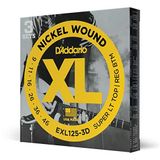 D'Addario Elektro gitar telleri | gitar telleri elektro gitar telleri | en popüler tel markası | EXL125-3D | nikel kaplama çelik | Sup.Lt.Top/Reg.Bottom (09-46) | 3'lü paket