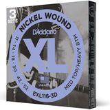 D'addario EXL116-3D Nickel Wound 3'lü Paket Elektro Gitar Teli (11-52)