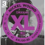 D'addario Exl120-3D Xl Nickel Serisi Elektro Gitar Tel Seti (Super Light - 09-42 - 3'Lü Paket)