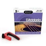 Daddarıo Exp26-2Dcapo Daddarıo Exp26-2Dcapo Akustik Gitar Tel Seti, 2 Set, 11-52, Coated Phosphor Bronze