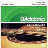 D'addario Ez890 Ez Serisi Akustik Gitar Tel Seti (Super Light - 85/15 Bronze - 09-45)