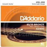 D'addario EZ900 Extra Light 010 Akustik Tel Set