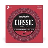 D'Addario Gitar Telleri - Klasik Naylon Gitar Telleri - EJ27N Klasik Gitar Telleri - Gümüş Kaplama Sarma, Naylon Öz, Şeffaf Öğrenci Naylon Tizleri - Normal Gerginlik, 3'lü Paket