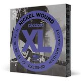 D'Addario Gitar Telleri - XL Nikel Elektro Gitar Telleri - EXL115-3D - Mükemmel Tonasyon, Tutarlı His, Güvenilir Dayanıklılık - 6 Telli Gitar İçin - 11-49 Orta, 3'lü Paket