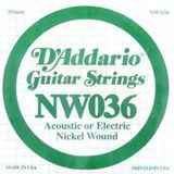 D'addario Nw036 Nickel Wound Elektro Ve Akustik Gitar Tek Teli - .036 (Aksesuar) | Nikel Kaplama Sargı, Altıgen Çelik Çekirdek, Parlak Ton Ve Esnek Çalım Hissiyatı