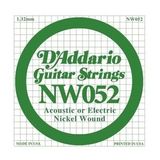 D'Addario NW052 Nickel Wound Elektro ve Akustik Gitar Tek Teli - .052 (Aksesuar) Heavy Bottom Dizilimler İçin İdeal, Dolgun Baslar ve Yüksek Ses Hacmi