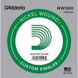 D'Addario NW060 Nickel Wound Elektro ve Akustik Gitar Tek Teli - .060 (Aksesuar) Bariton ve Drop Akortlar İçin Özel Kalınlık, Derin Bas Frekansları ve Yüksek Mukavemet