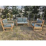 Daddi Ahşap Doğal Ahşap Bahçe Oturma Takımı - 3'lü Set (2 Tekli + 1 İkili Koltuk) Naturel