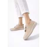 Dadwolf Comfort Sneaker Yumuşak Akıllı Bağcıklı Memory Taban Günlük Kaymaz Hafif Yürüyüş Ayakkabısı - Bej