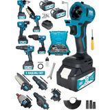 Daflong 5 Kafalı Süper Set Darbeli Matkap 1000 W Mavi Anahtarsız Mandren ile Taşlama ve Somun Sökme