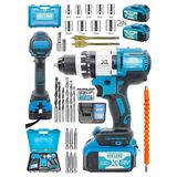 Daflong Brushless 58 V 5 Ah Çelik Şanzıman 10 Pilli Çift Akülü Darbeli Mavi Şarjlı Matkap