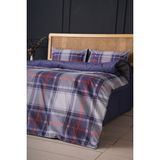 Dafne Moda Çift Kişilik Nevresim Takımı %100 Pamuk Mavi Ekose - Lacivert - Bordo - 200 x 220 cm