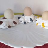 Dafniart 2 Li Kedi Şeklinde Yumurtalık Mumluk Çok Renkli kahverengi