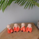 Dafniart 4 Lü Yoga Yapan Çocuklar Dekor Biblo 6 cm Mavi,Sarı,Turuncu,Kırmızı Turuncu Set 6 cm