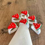 Dafniart 6 Lı Karpuz Dekorlu El Yapımı Peçete Yüzüğü Halkası Sofra Dekoru Karpuz Şeklinde Mutfak Sunum Dekoru 3-4 cm Çok Renkli Çok Renkli 3-4 cm