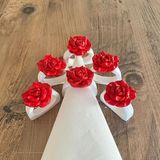 Dafniart 6 Lı Kırmızı Gül Dekorlu El Yapımı Peçete Yüzüğü Halkası Sofra Dekoru Gül Şeklinde Mutfak Sunum Dekoru 4-5 cm Çok Renkli Çok Renkli 4-5 cm